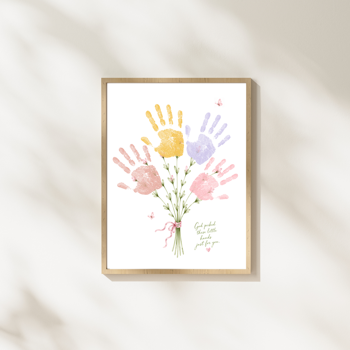 Christian Mother’s Day Handprint Craft Printable | God Picked These Little Hands for You | Mom Grandma Aunt Keepsake Gift | Birthday & Valentine’s Day Printable