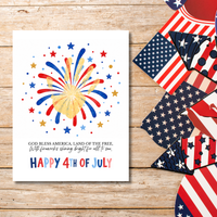 Happy 4th of July Firework Handprint Craft Printable | Patriotic Fireworks Handprint Art | Independence Day Keepsake Activity for Kids