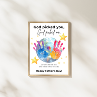 Christian Father’s Day Globe Handprint Craft Printable | God Picked You Dad Keepsake | Kids Handprint Art Gift | Preschool DIY PDF