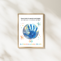 Autism Acceptance Month Handprint Craft Printable | Every Brain is Special and Bright | Classroom Autism Awareness Activity | Preschool Keepsake PDF