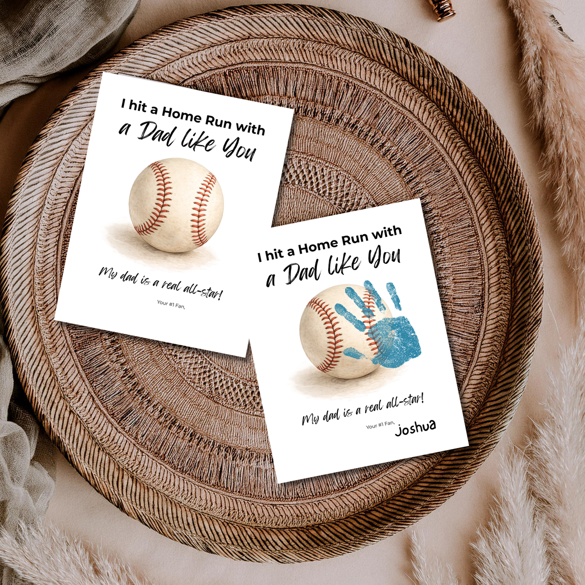 Baseball Handprint Craft for Dad, I Hit a Home Run with a Dad Like You Printable, Father’s Day Baseball Keepsake from Kids