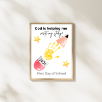 Christian First Day of School Handprint Craft Printable | God is Helping Me Write My Story | Psalm 139:16 Keepsake | Back to School PDF