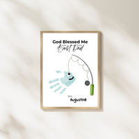 Christian Father’s Day Handprint Craft | God Blessed Me with the Best Dad Printable | Dad Birthday Gift from Kids | Fishing Keepsake DIY