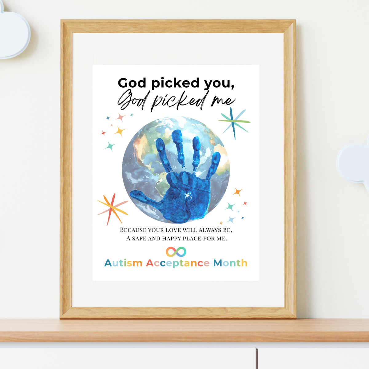 Autism Acceptance Month Handprint Craft Printable | “God Picked You, God Picked Me” Faith-Based Inclusion Activity | Christian Kids Art PDF