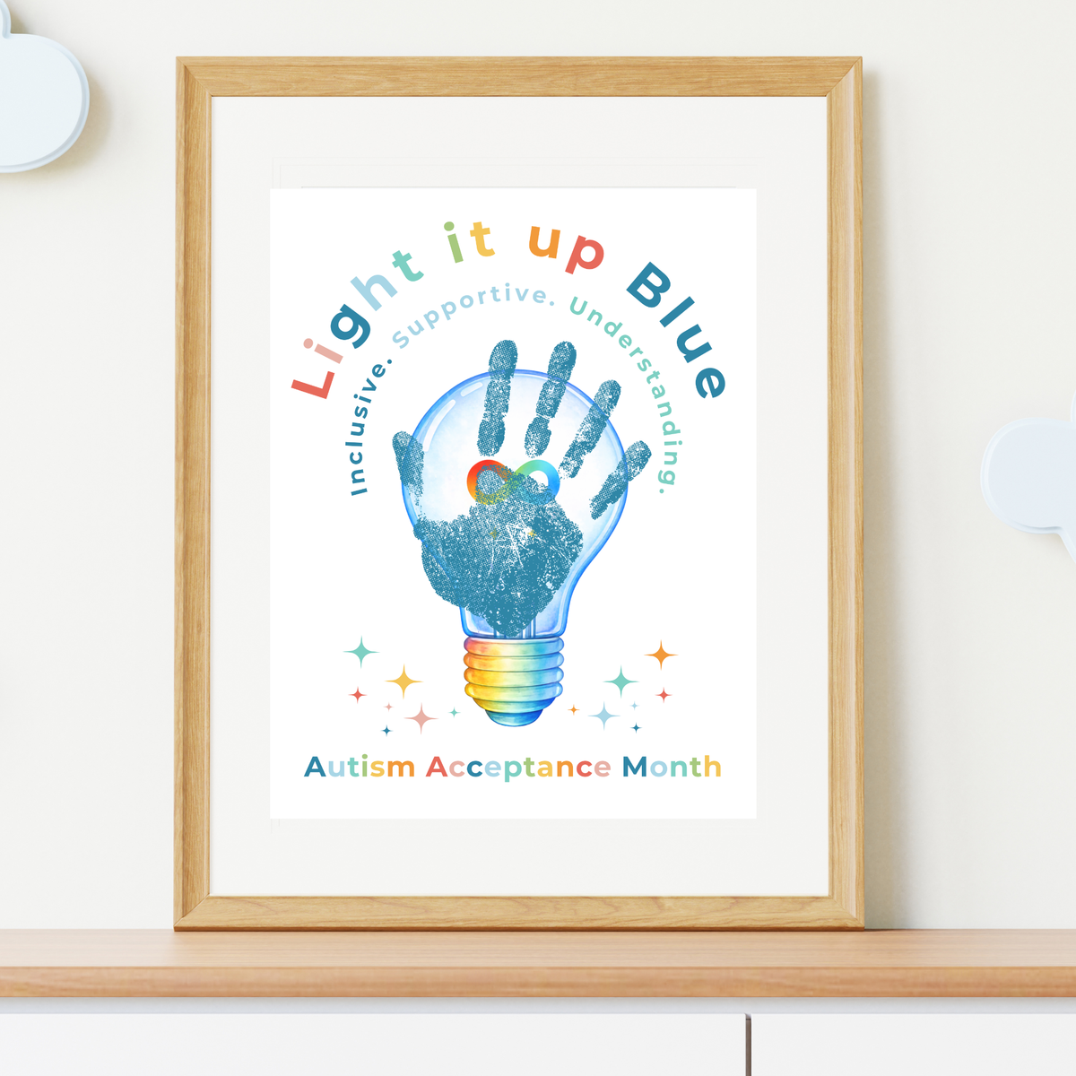 Autism Acceptance Month “Light It Up Blue” Handprint Craft Printable | Autism Awareness & Inclusion Kids Activity | Classroom SEL Art PDF