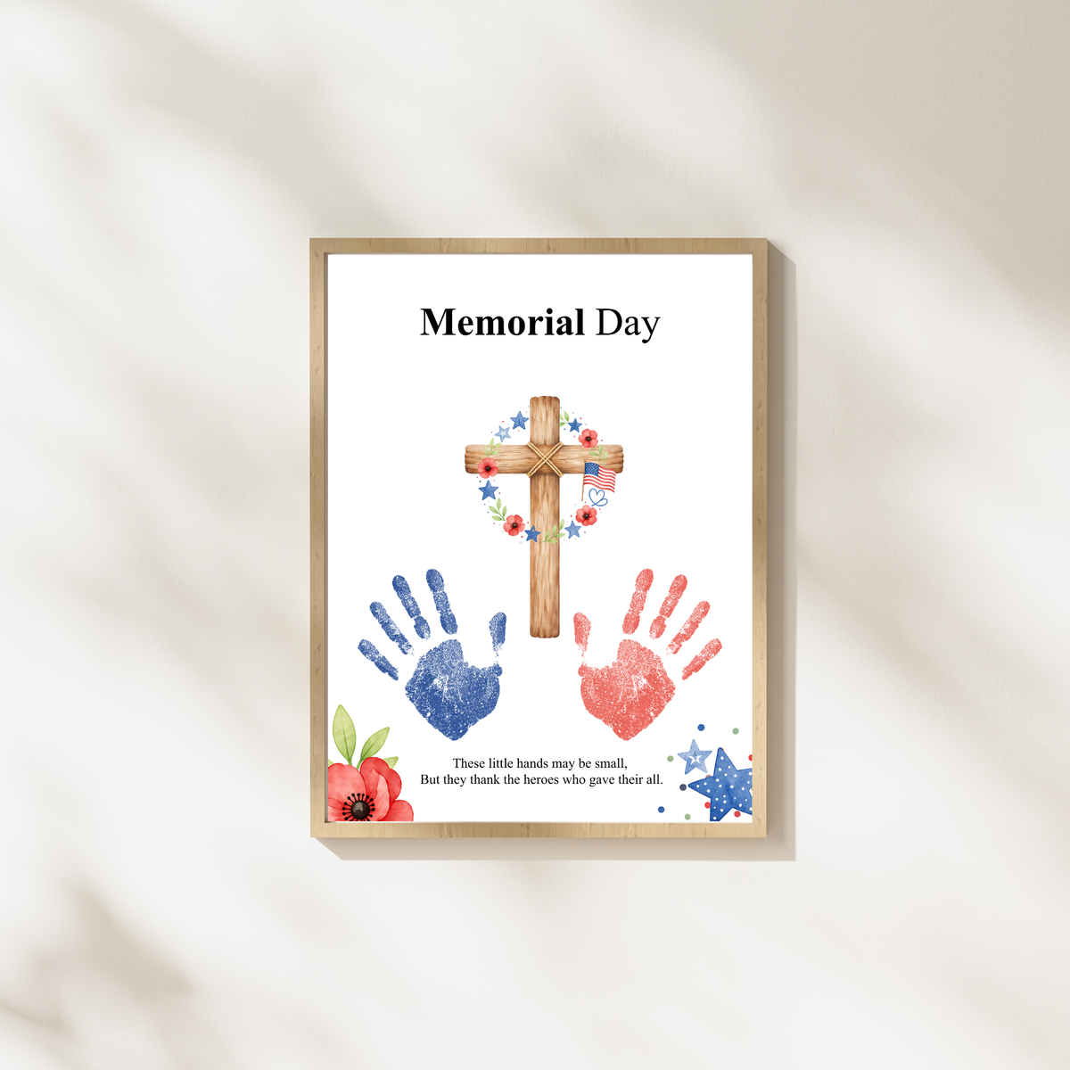 Christian Memorial Day Handprint Craft Printable | Patriotic Keepsake Art for Kids | Veterans Tribute Activity | Preschool Classroom DIY PDF