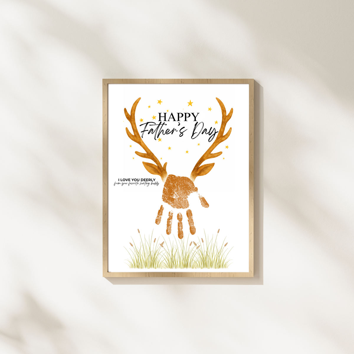 Father’s Day Handprint Craft Printable | Happy Father’s Day Deer Keepsake from Kids | Hunting Dad Gift | Preschool DIY Handprint Art PDF