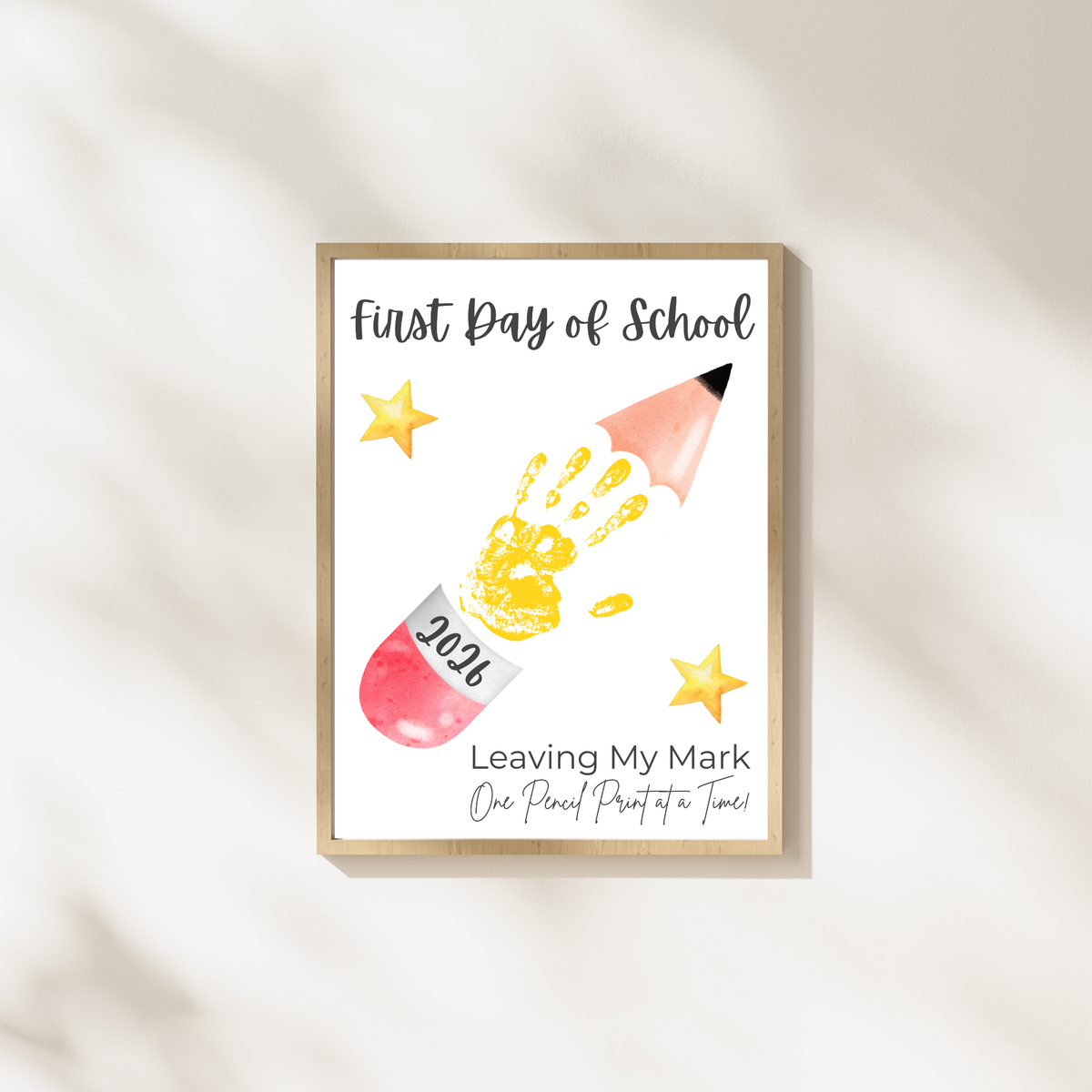First Day of School Pencil Handprint Craft Printable | Back to School Keepsake Art | Leaving My Mark School Sign 2026 | Preschool DIY Handprint PDF