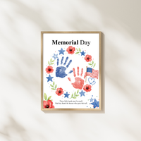 Memorial Day Handprint Wreath Craft Printable | Patriotic Keepsake Art for Kids | Red White Blue Handprint Activity | Preschool Classroom PDF