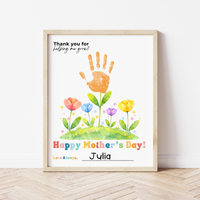 Mother’s Day Handprint Flower Craft Printable | Thank You for Helping Me Grow Keepsake | Preschool DIY Mom Gift | Floral Mother’s Day PDF