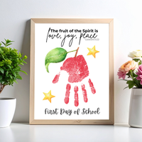 Fruit of the Spirit Apple Handprint Craft Printable | First & Last Day of School Keepsake | Christian Back to School Activity