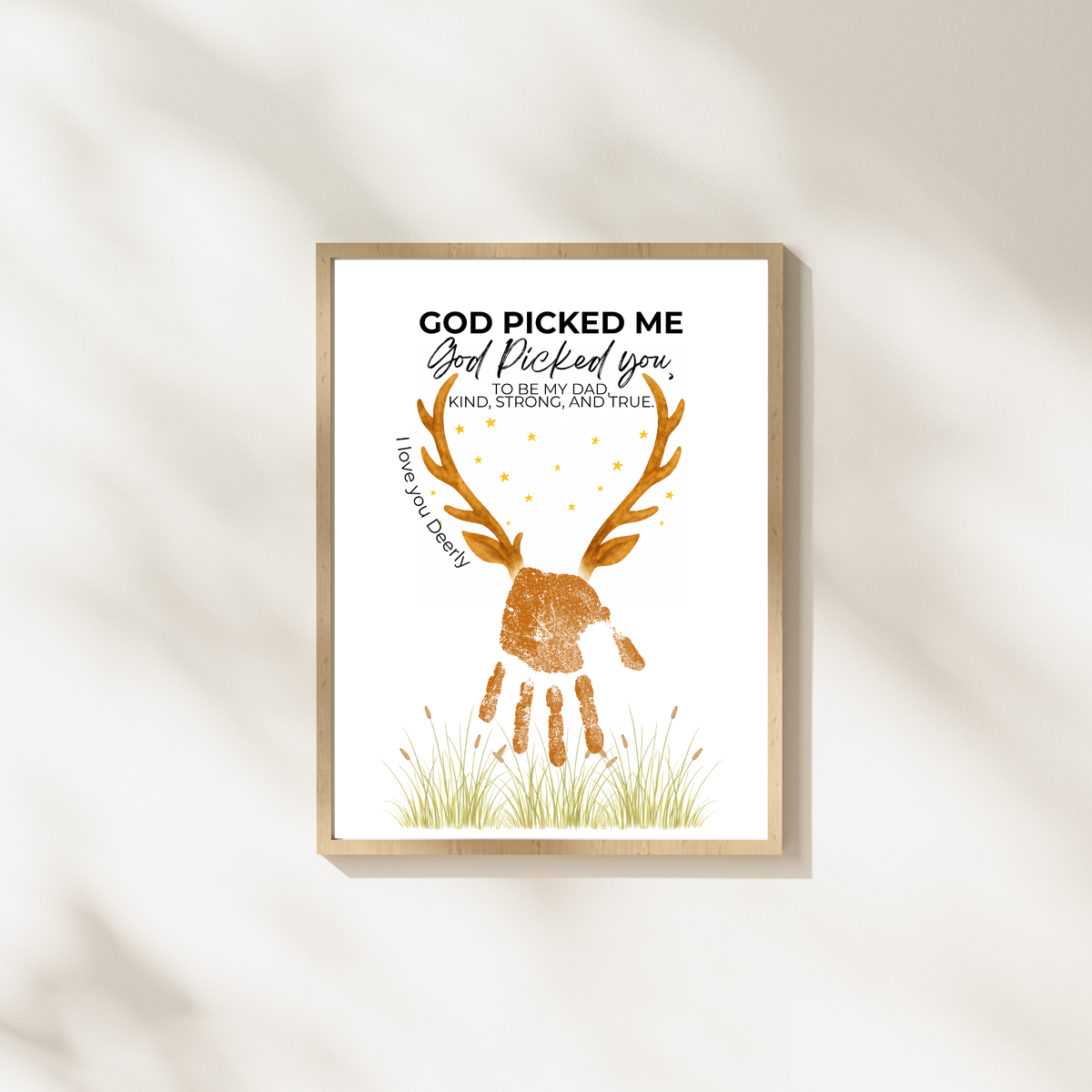 God Picked Me Father’s Day Handprint Craft Printable | Christian Dad Keepsake from Kids | Deer Handprint Art | Faith-Based Preschool DIY Printable