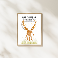 God Picked Me Father’s Day Handprint Craft Printable | Christian Dad Keepsake from Kids | Deer Handprint Art | Faith-Based Preschool DIY Printable