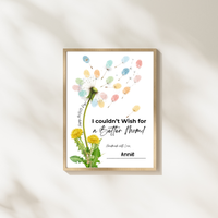 Mother’s Day Dandelion Handprint Craft Printable | I Couldn’t Wish for a Better Mom Keepsake | Preschool DIY Mother’s Day Gift | Kids Fingerprint Art PDF