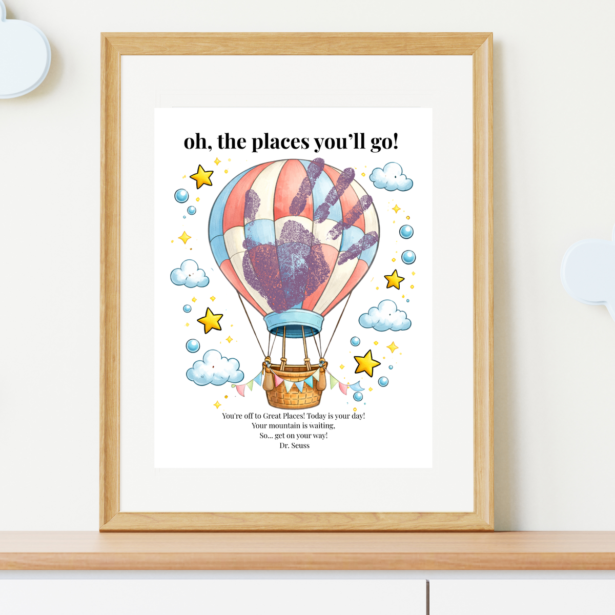 Hot Air Balloon Graduation Handprint Craft Printable | “Oh, the Places You’ll Go!” Inspirational Keepsake | End of Year Art PDF