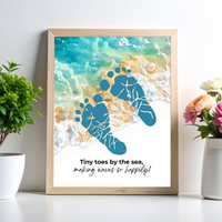 Tiny Toes by the Sea Footprint Craft Printable | Beach Footprint Keepsake | Summer Ocean Nursery Art for Kids