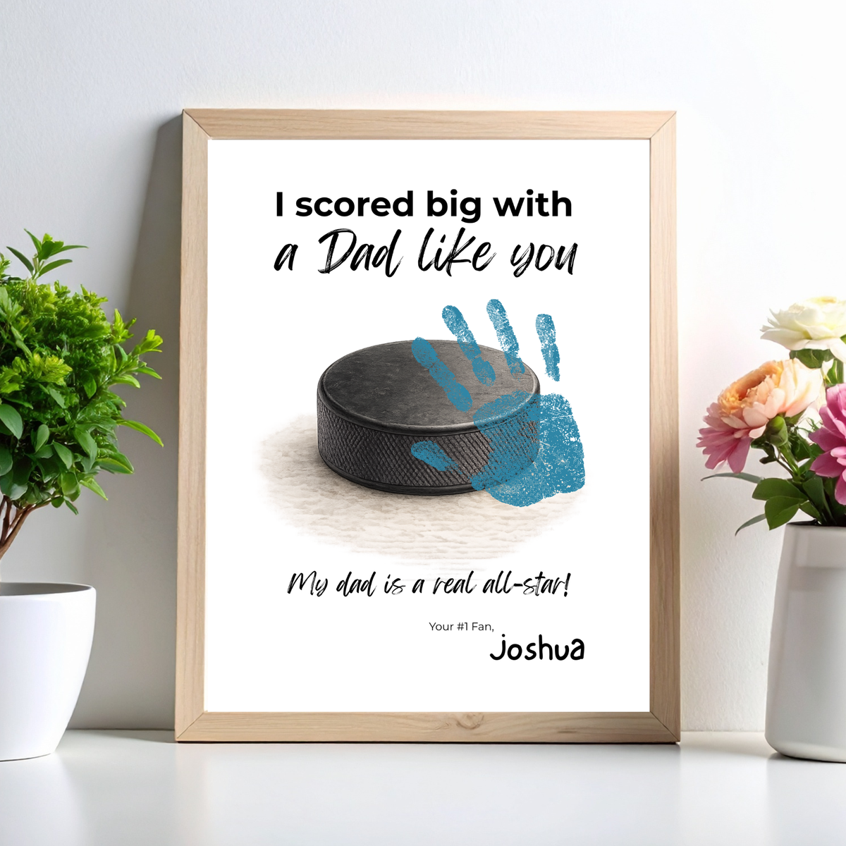 Hockey Handprint Craft for Dad, I Scored Big with a Dad Like You Printable, Father’s Day Hockey Keepsake from Kids