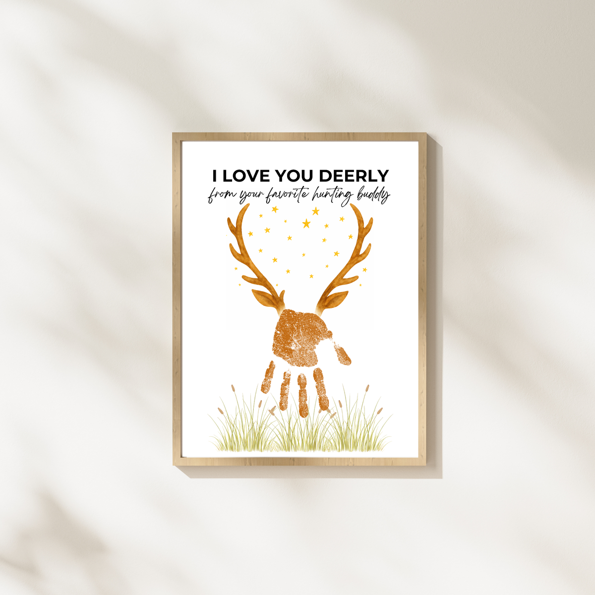 Father’s Day Handprint Craft Printable | I Love You Deerly Keepsake from Kids | Hunting Dad Gift | Preschool DIY Handprint Art PDF