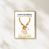 Father’s Day Handprint Craft Printable | I Love You Deerly Keepsake from Kids | Hunting Dad Gift | Preschool DIY Handprint Art PDF