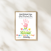God Picked You God Picked Me Handprint Craft Printable | Christian Mother’s Day Keepsake | Thank You for Helping Me Grow Mom Gift | Kids Faith-Based PDF