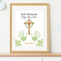 Palm Sunday Handprint Cross Craft Printable | “God’s Promised King Has Come” Christian Kids Activity | Easter Faith Keepsake PDF