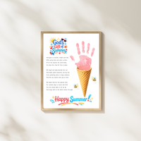 Christian Ice Cream Cone Handprint Craft Printable | God's Gift of Summer Keepsake Activity for Kids | Faith-Based Summer Craft