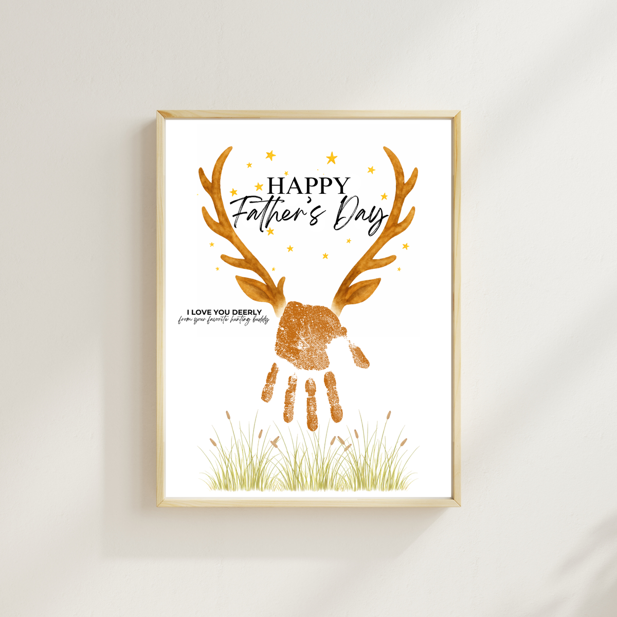 Father’s Day Handprint Craft Printable | Happy Father’s Day Deer Keepsake from Kids | Hunting Dad Gift | Preschool DIY Handprint Art PDF