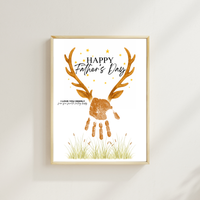 Father’s Day Handprint Craft Printable | Happy Father’s Day Deer Keepsake from Kids | Hunting Dad Gift | Preschool DIY Handprint Art PDF