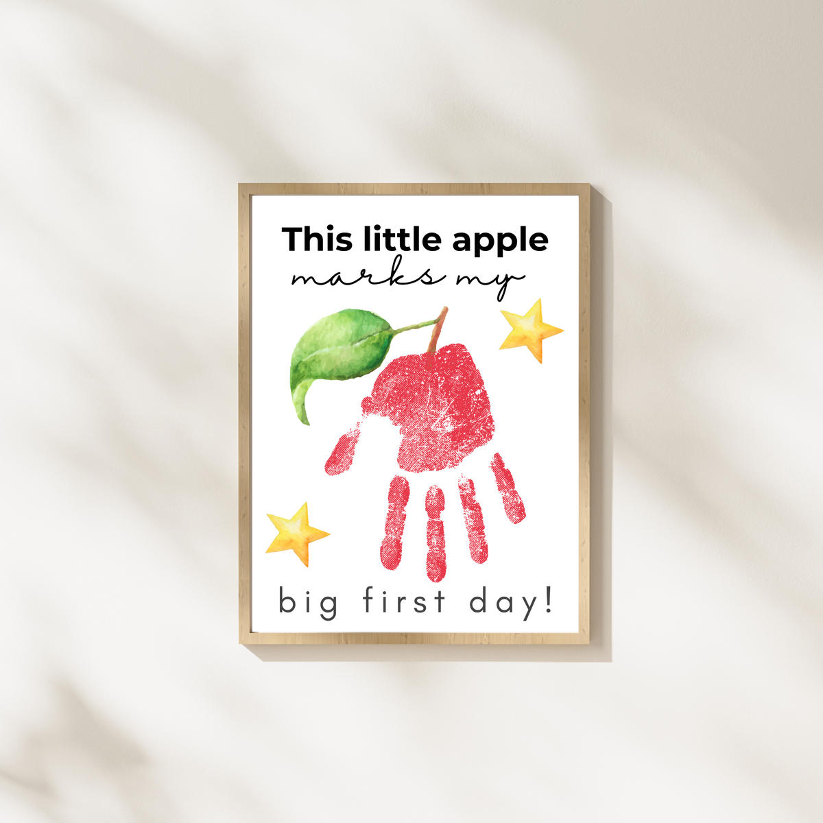 This Little Apple Marks My Big First Day Handprint Craft Printable | First Day of School Keepsake | Preschool & Kindergarten Back to School Activity