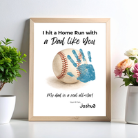 Baseball Handprint Craft for Dad, I Hit a Home Run with a Dad Like You Printable, Father’s Day Baseball Keepsake from Kids
