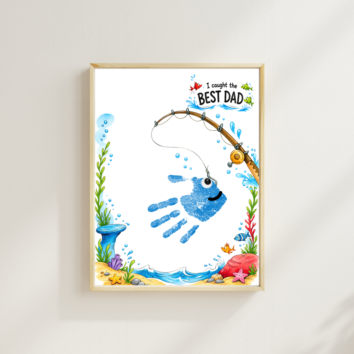Fishing Dad Handprint Craft Printable | Father’s Day & Birthday Gift from Kids | I Caught the Best Dad Keepsake | Preschool DIY PDF