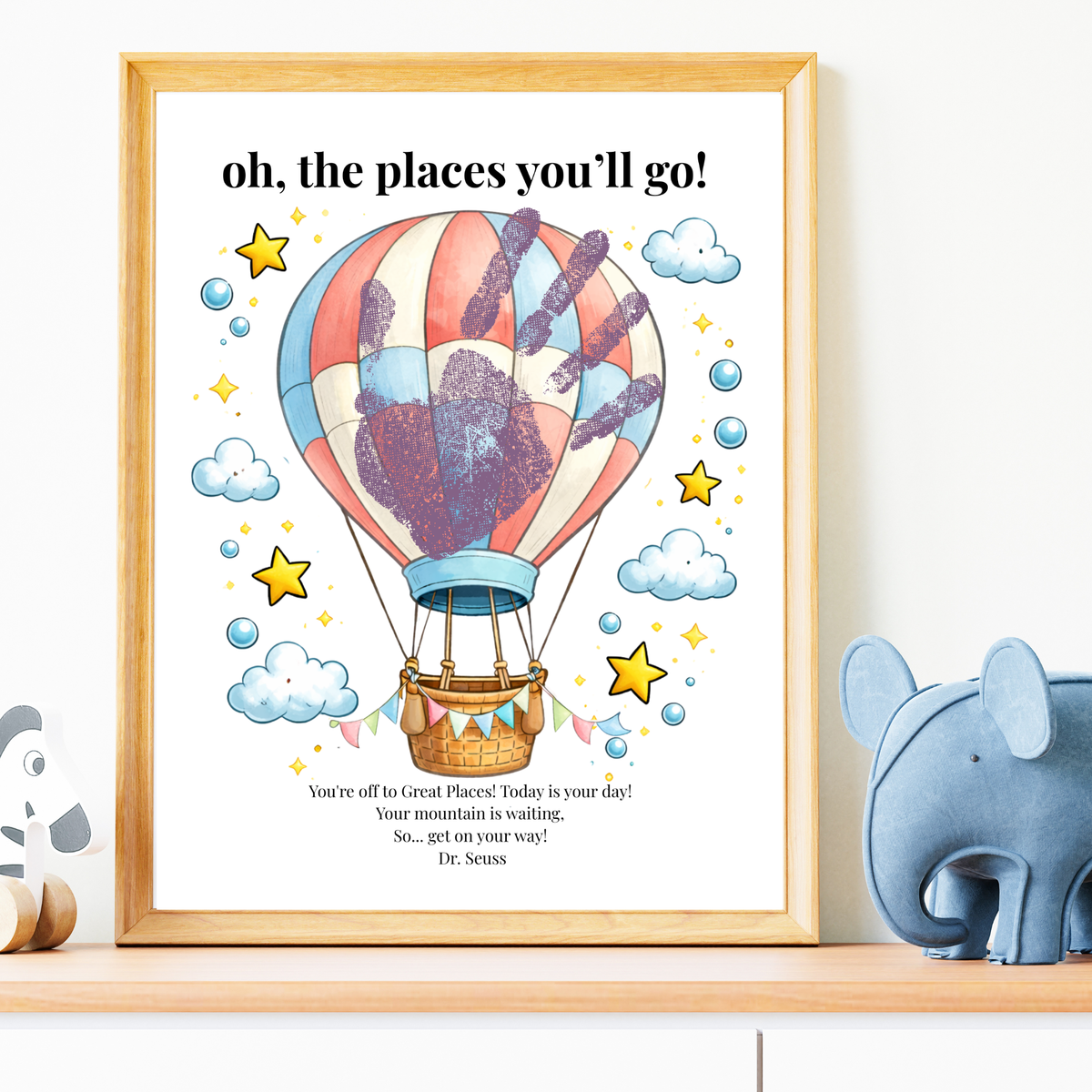Hot Air Balloon Graduation Handprint Craft Printable | “Oh, the Places You’ll Go!” Inspirational Keepsake | End of Year Art PDF