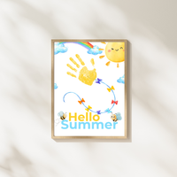 Hello Summer Handprint Craft Printable | Summer Keepsake Activity for Kids | Preschool Kindergarten End of School Year Craft