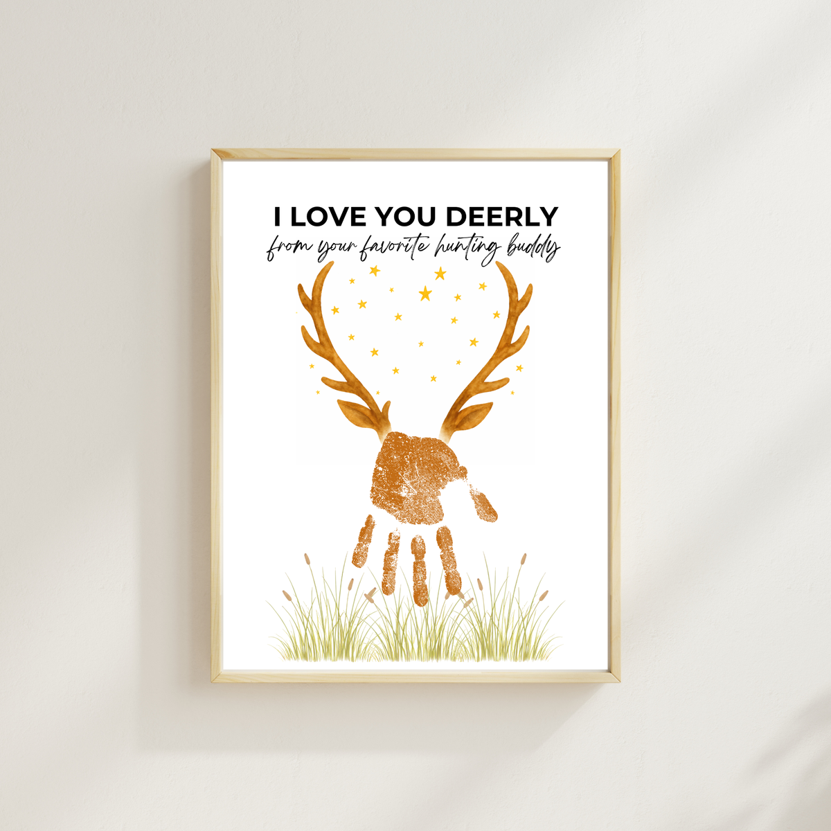 Father’s Day Handprint Craft Printable | I Love You Deerly Keepsake from Kids | Hunting Dad Gift | Preschool DIY Handprint Art PDF
