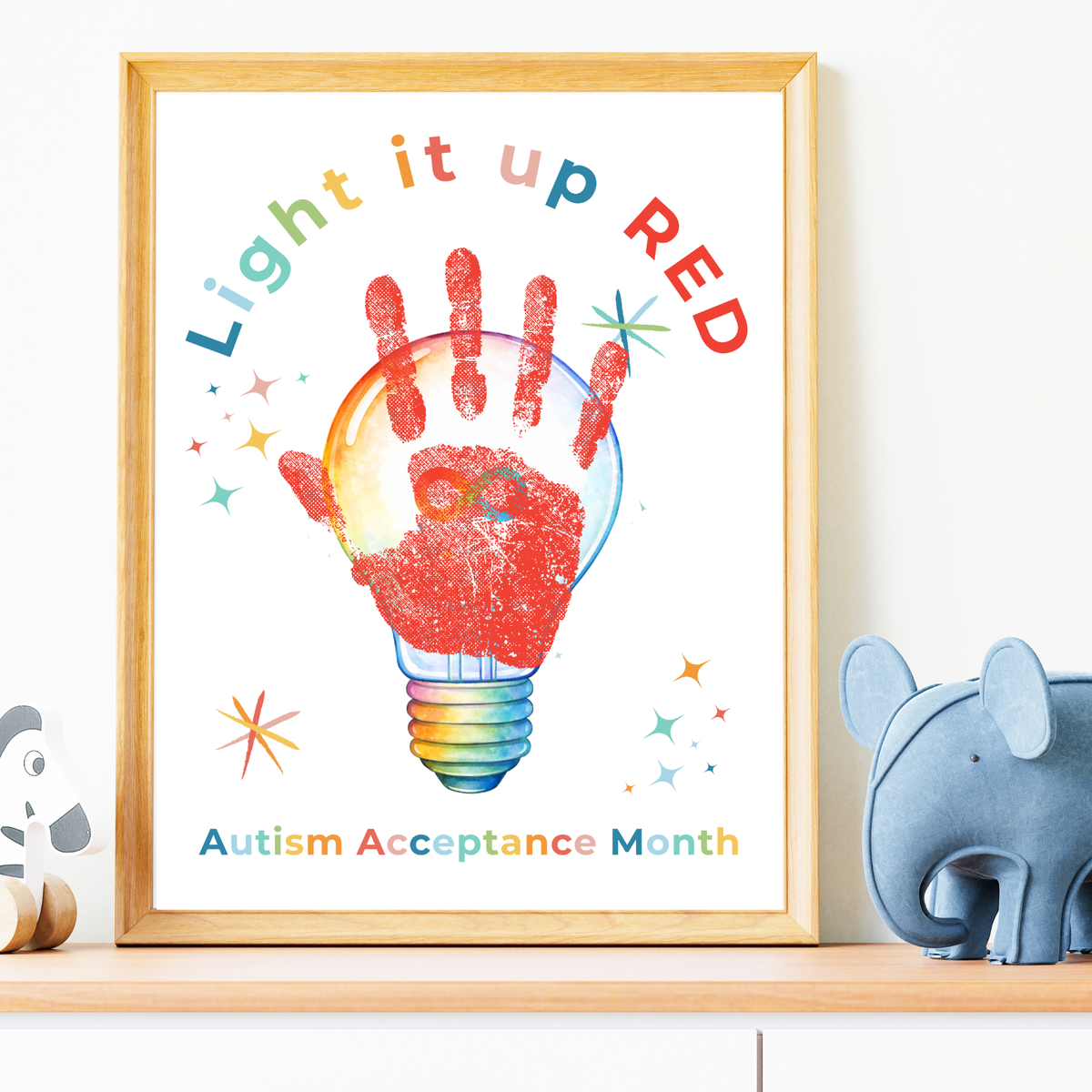 Autism Acceptance Month “Light It Up Red” Handprint Craft Printable | Autism Awareness Classroom Activity | Kids Inclusion Art PDF