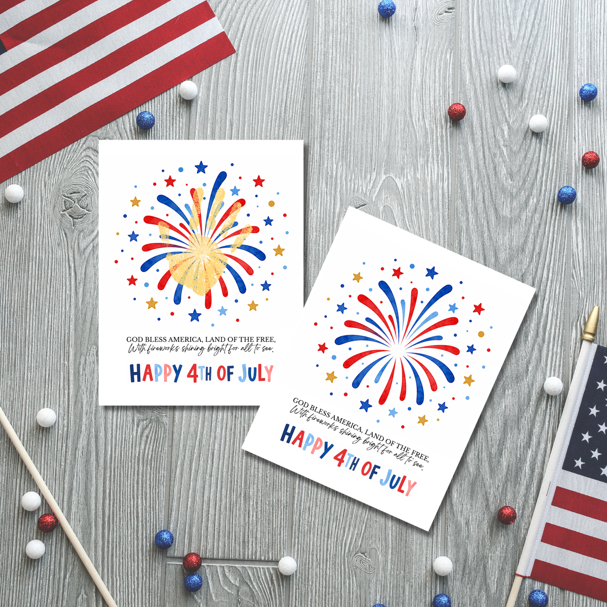 Happy 4th of July Firework Handprint Craft Printable | Patriotic Fireworks Handprint Art | Independence Day Keepsake Activity for Kids