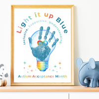 Autism Acceptance Month “Light It Up Blue” Handprint Craft Printable | Autism Awareness & Inclusion Kids Activity | Classroom SEL Art PDF