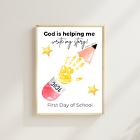Christian First Day of School Handprint Craft Printable | God is Helping Me Write My Story | Psalm 139:16 Keepsake | Back to School PDF