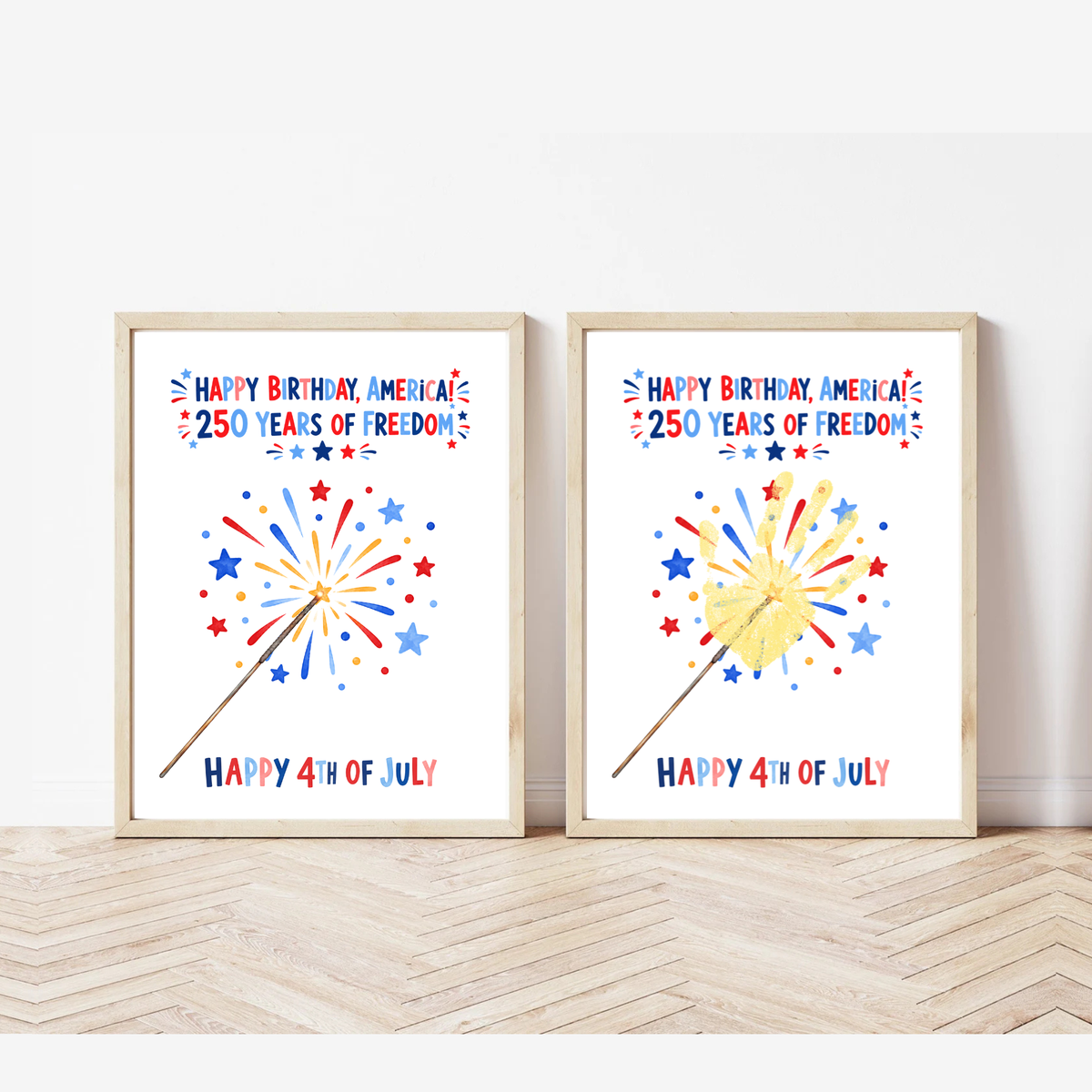 Happy Birthday, America! 250 Years of Freedom Handprint Sparkler Craft Printable | Christian 4th of July Keepsake
