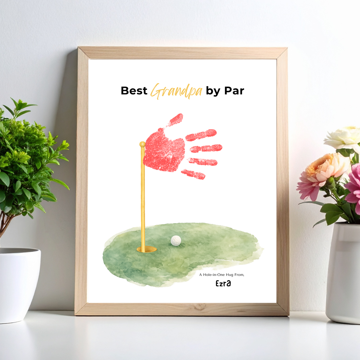 Golf Handprint Craft for Grandpa, Best Grandpa by Par Printable, Father’s Day Golf Keepsake from Kids, Grandpa Birthday Golf Gift