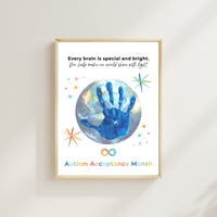 Autism Acceptance Month Handprint Craft Printable | Every Brain is Special and Bright | Classroom Autism Awareness Activity | Preschool Keepsake PDF