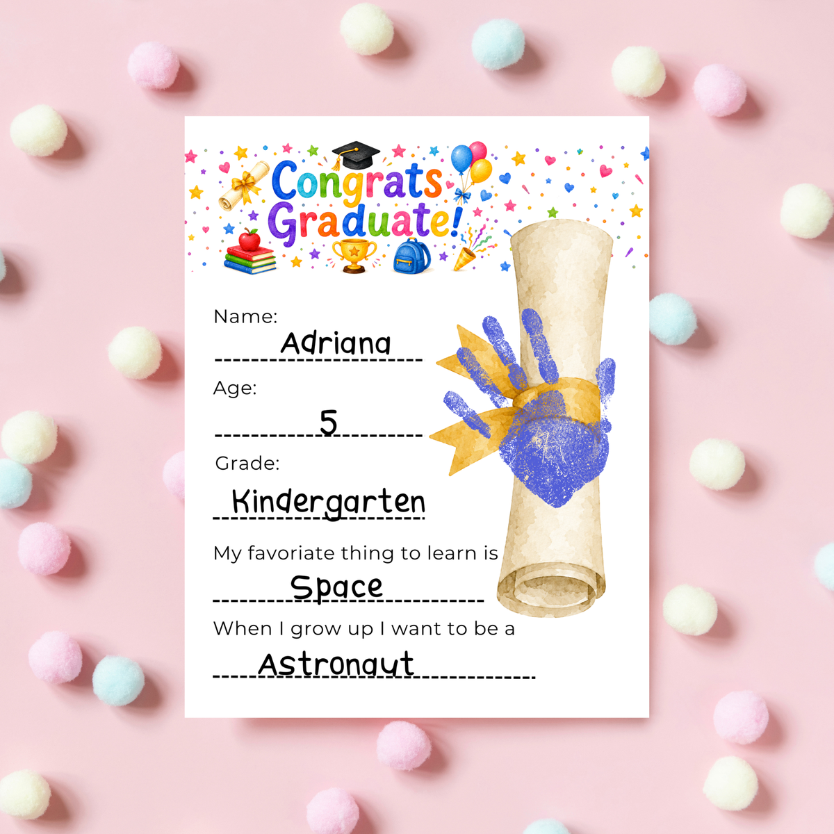 Graduation Interview Printable for Kids, Preschool & Kindergarten Graduation Keepsake, End of Year Memory Craft, Instant Download