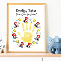 Reading Takes You Everywhere Wreath Handprint Craft Printable | Kids Literacy Week Activity | Preschool Reading Celebration Art PDF