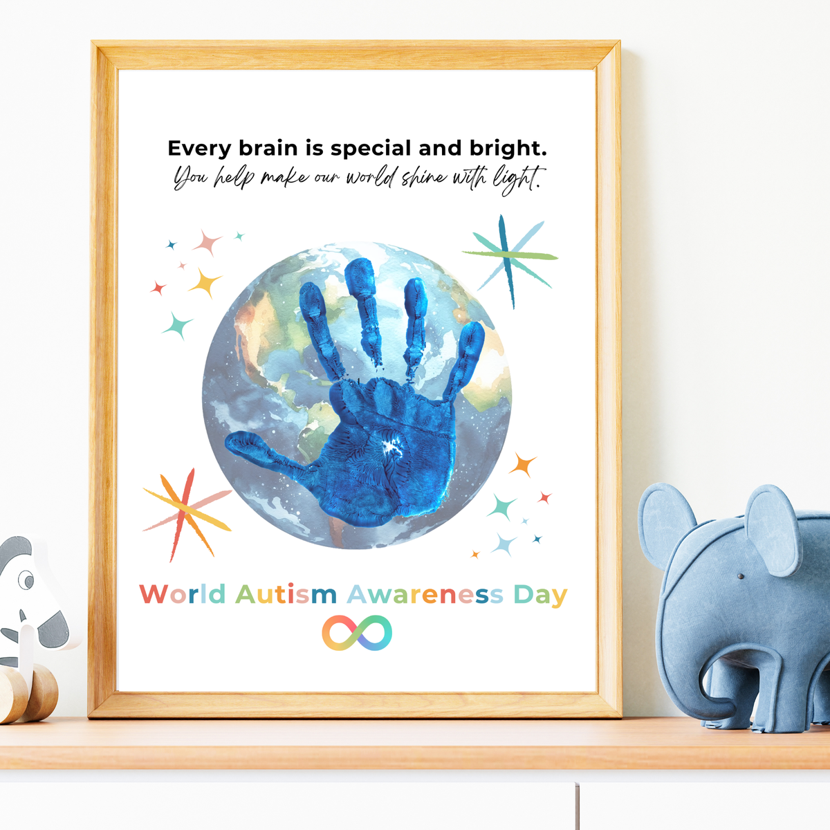 World Autism Acceptance Day Handprint Craft Printable | Autism Awareness & Inclusion Activity for Kids | Classroom Social Emotional Learning Art PDF| Colorful Earth