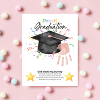 Christian Pre-K Graduation Handprint Craft Printable | Graduation Keepsake | God Leads My Journey Preschool Graduation Art | End of Year DIY PDF