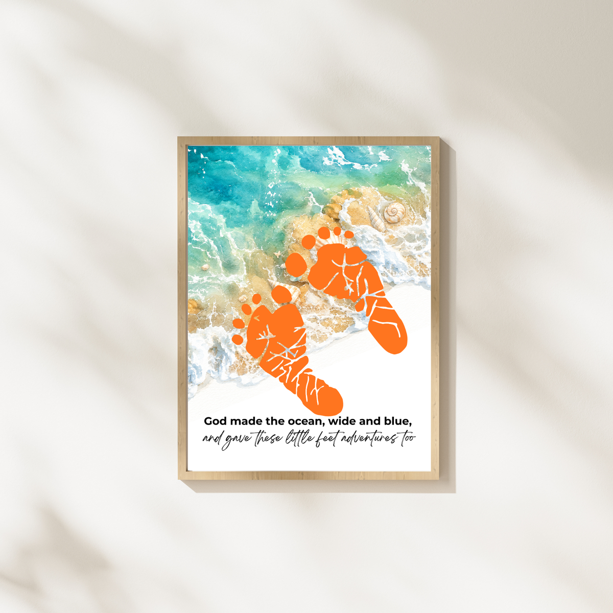 God Made the Ocean, Wide and Blue Footprint Craft Printable | Christian Beach Keepsake | Summer Footprint Art for Kids