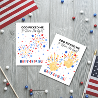 Christian 4th of July Handprint Craft Printable | God Picked Me to Shine His Light | Faith-Based Independence Day Keepsake for Kids