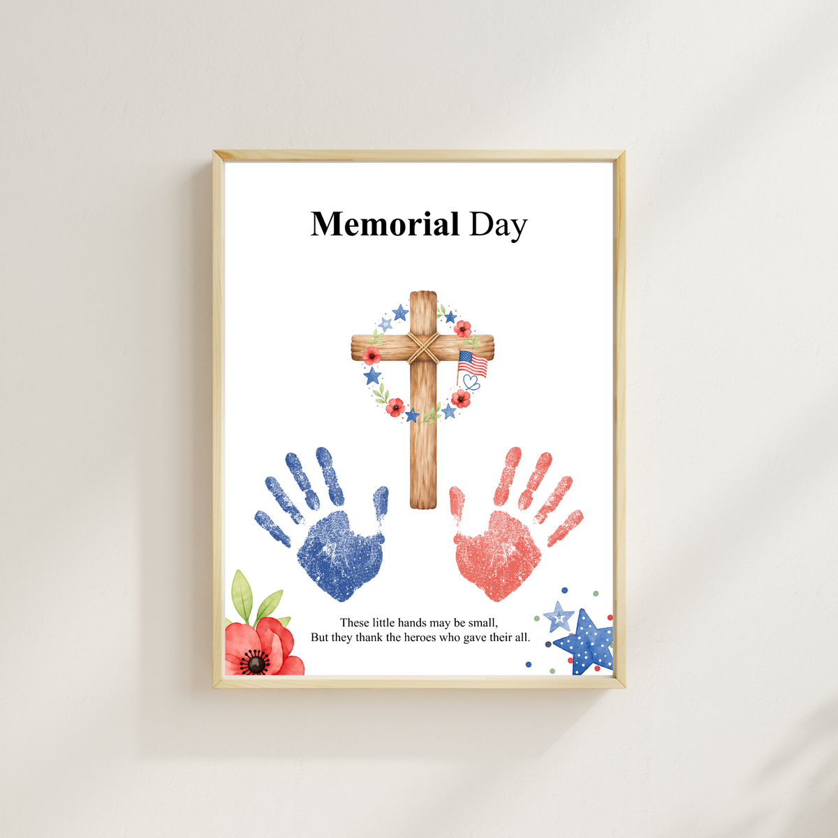 Christian Memorial Day Handprint Craft Printable | Patriotic Keepsake Art for Kids | Veterans Tribute Activity | Preschool Classroom DIY PDF