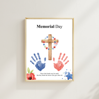 Christian Memorial Day Handprint Craft Printable | Patriotic Keepsake Art for Kids | Veterans Tribute Activity | Preschool Classroom DIY PDF
