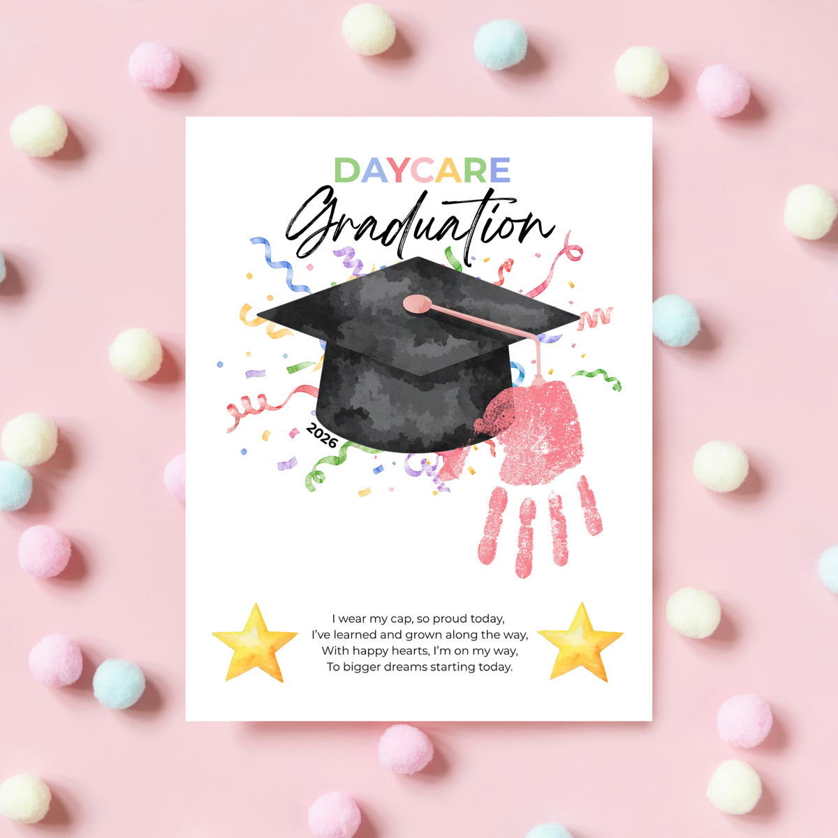 Daycare Graduation Handprint Craft Printable, Daycare Graduation Keepsake, Daycare Graduation Activity for Kids, End of Year Printable, Instant Download